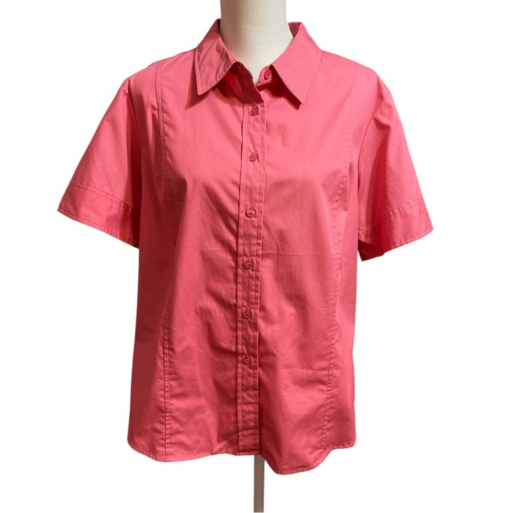 Mountain Lake II Womens Button Up Shirt Pink Size 1X Office Lightweight Travel